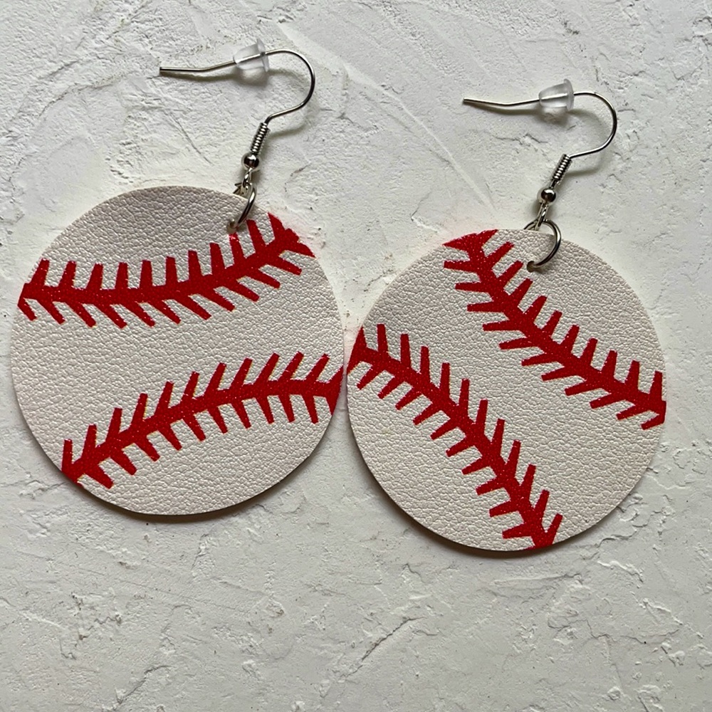 5 for $25 New soft leather baseball earrings